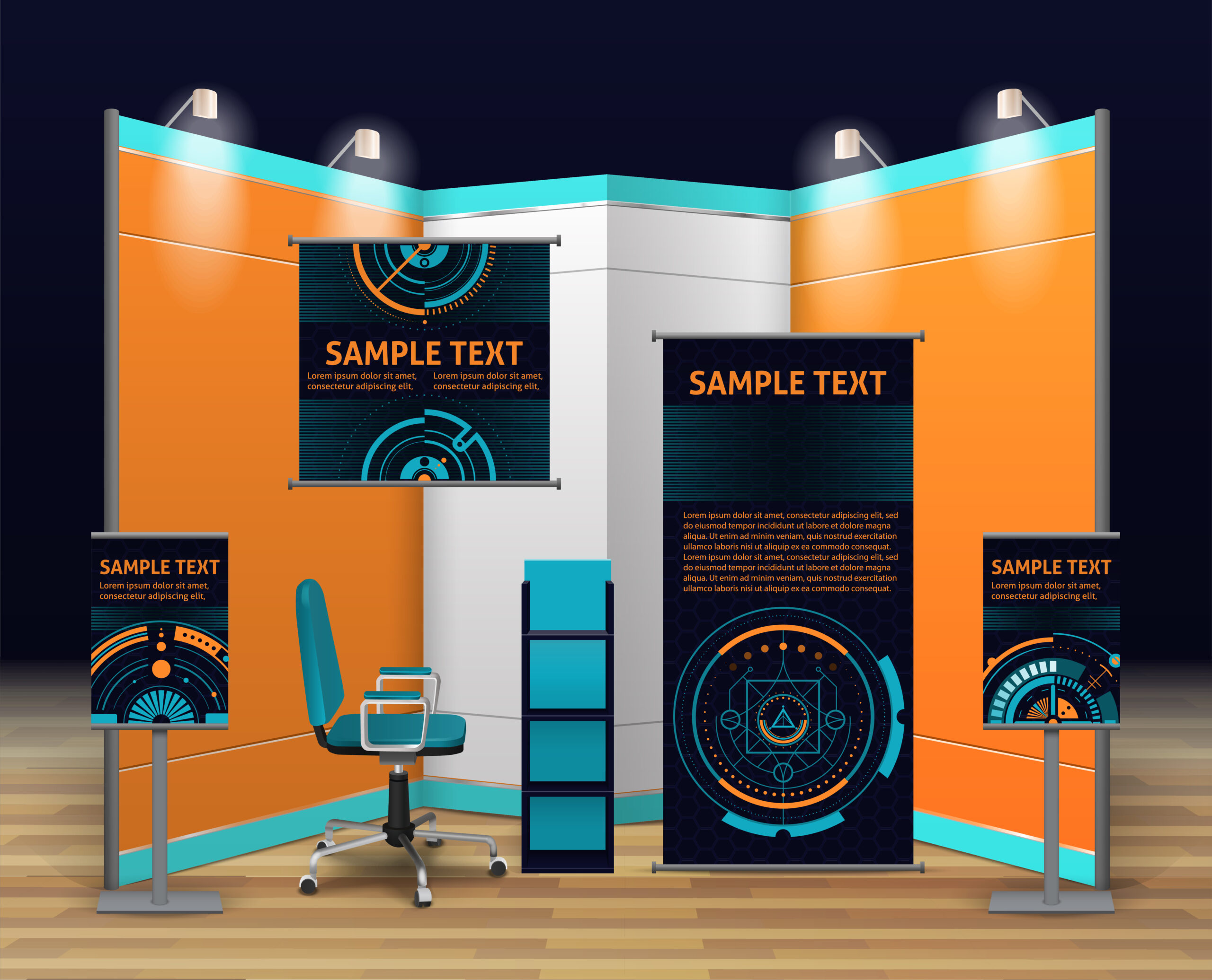 Professional expo stand and roll-up design mockup by YMVRSL Reklam Ajansı, Ankara.